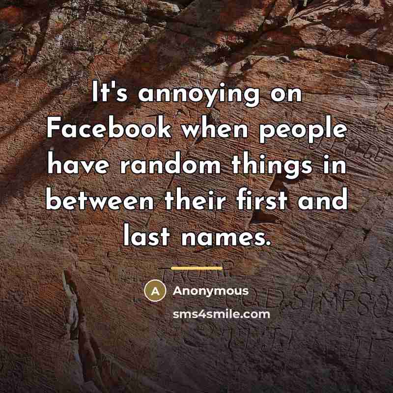 “It's annoying on Facebook when people have random things in…” quote by Anonymous