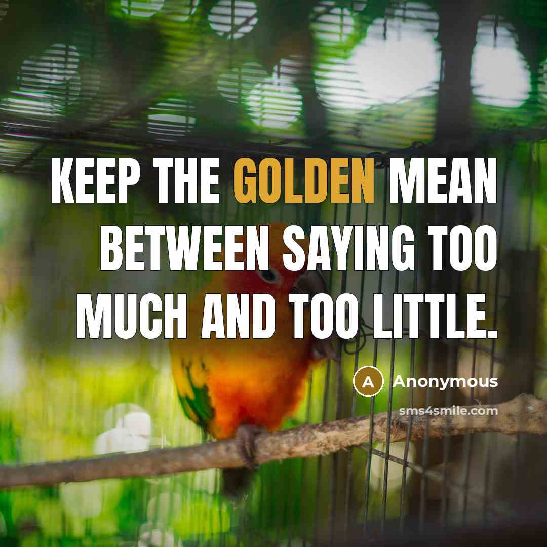 “Keep the golden mean between saying too much and too…” quote by Anonymous