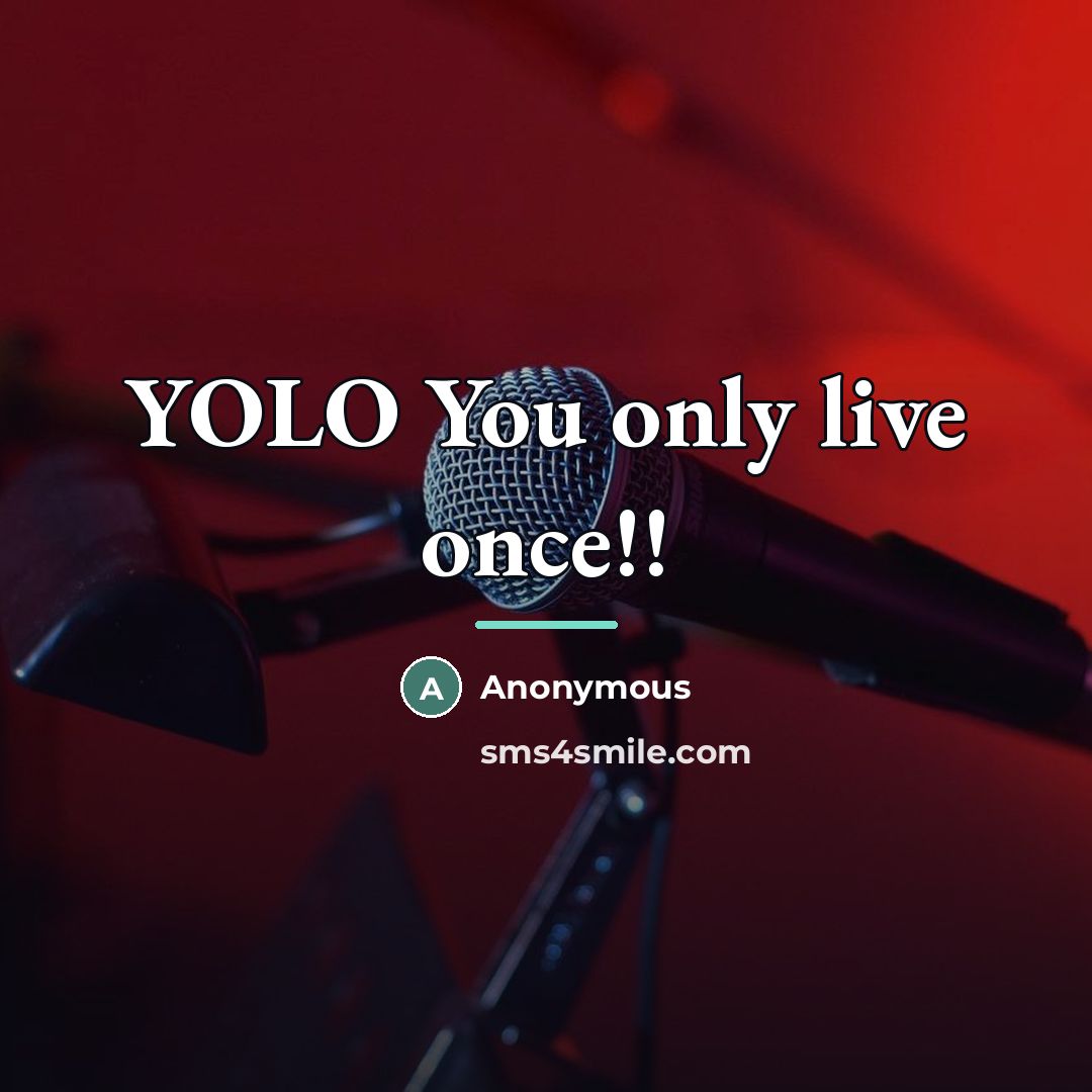 “YOLO You only live once!!…” quote by Anonymous