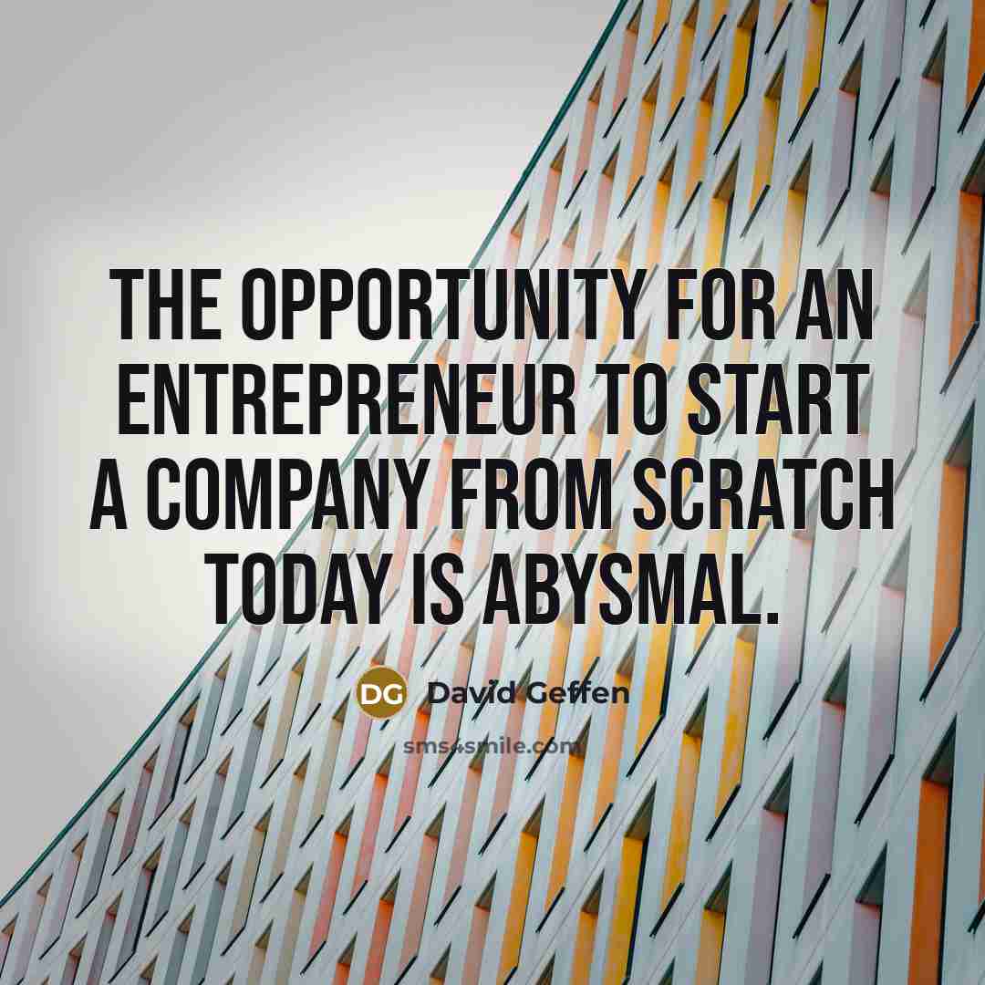 “The opportunity for an entrepreneur to start a company from…” quote by David Geffen