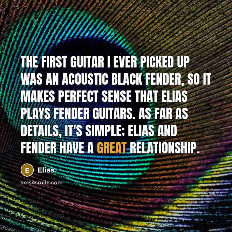 “The first guitar I ever picked up was an acoustic…” quote by Elias
