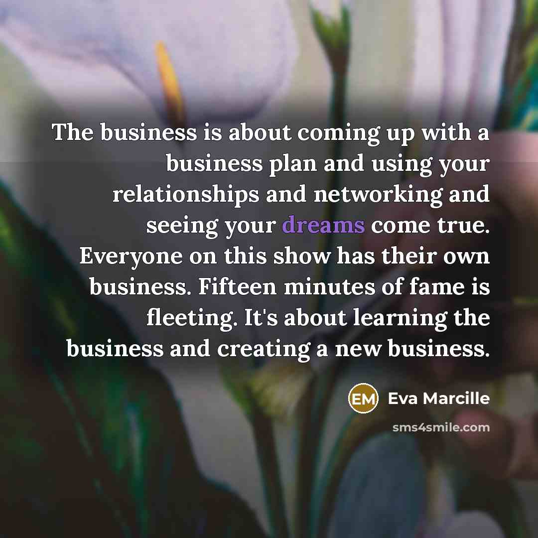 “The business is about coming up with a business plan…” quote by Eva Marcille