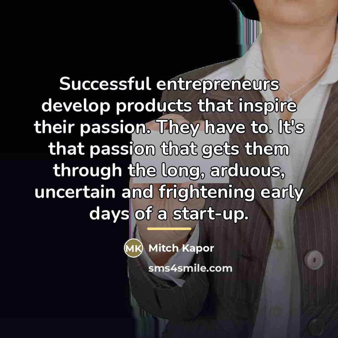 “Successful entrepreneurs develop products that inspire their passion. They have…” quote by Mitch Kapor