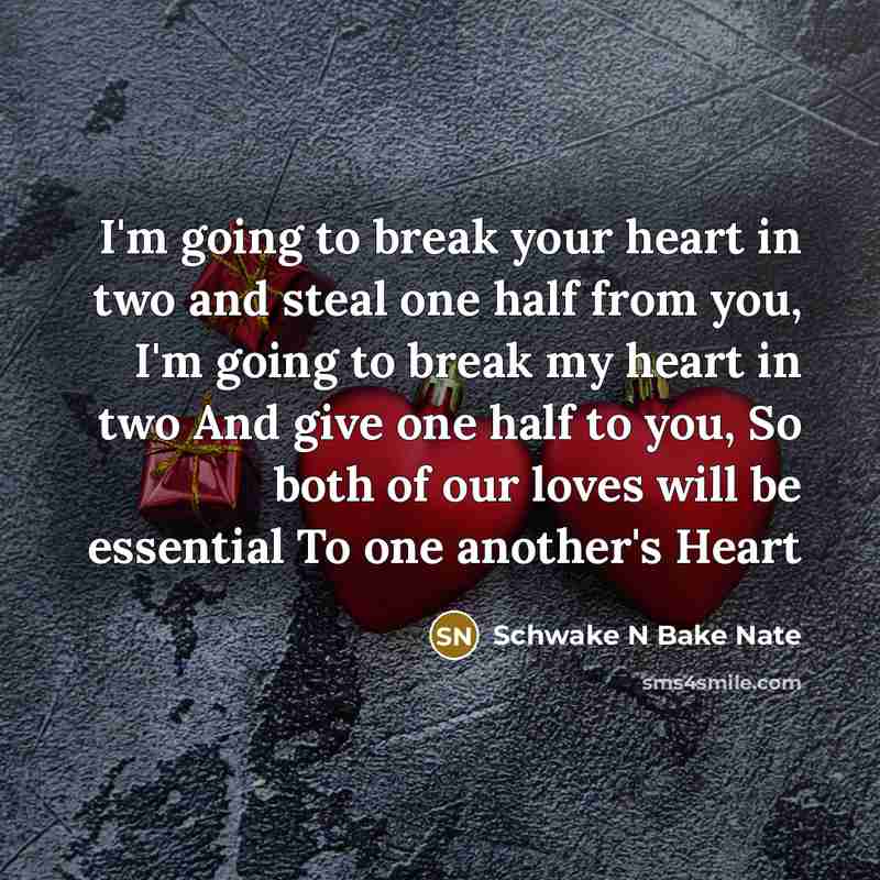 “I'm going to break your heart in two and steal…” quote by Schwake N Bake Nate