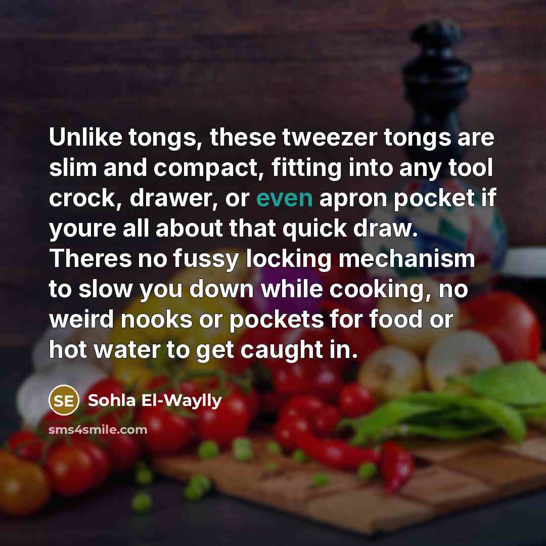 “Unlike tongs, these tweezer tongs are slim and compact, fitting…” quote by Sohla El-Waylly