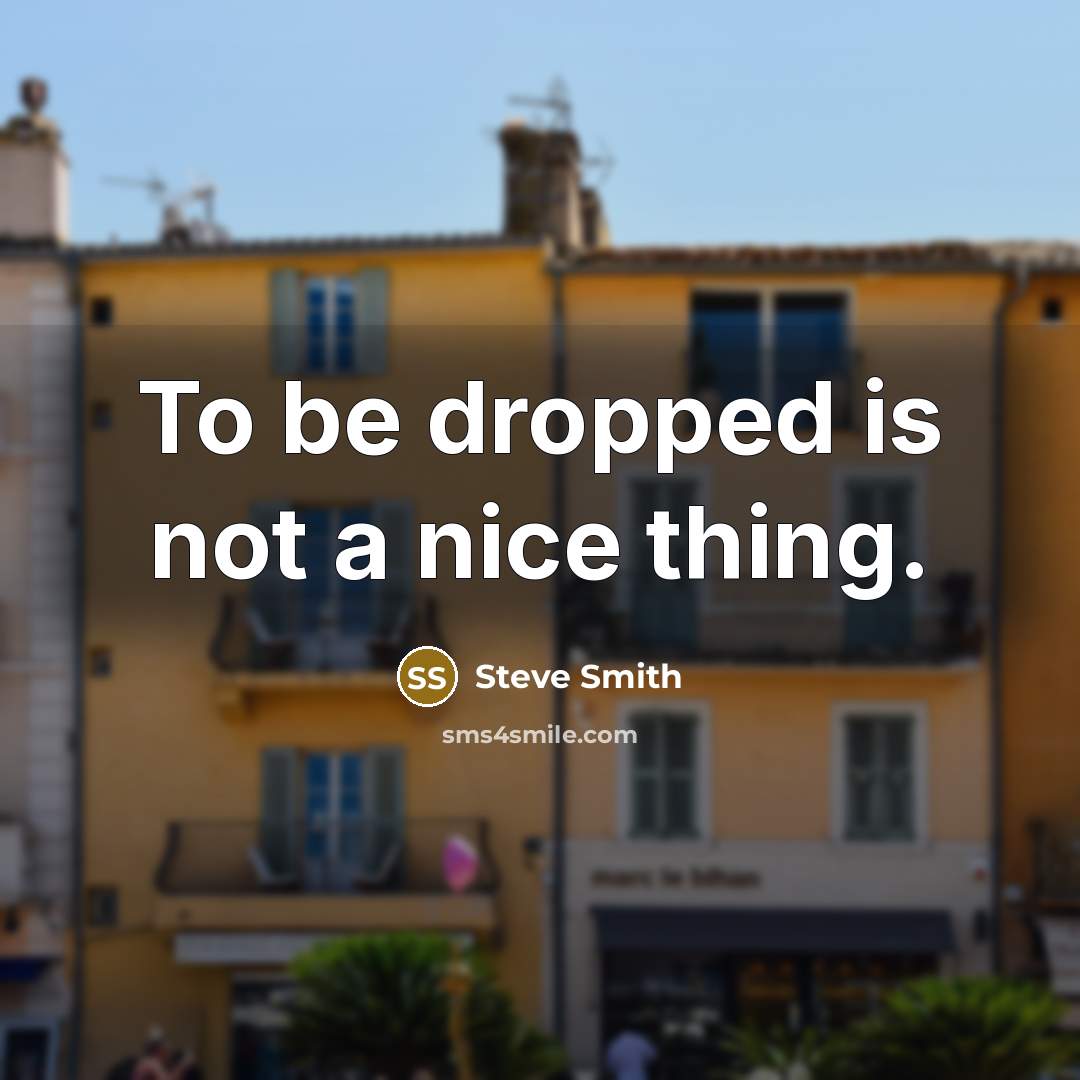 “To be dropped is not a nice thing.…” quote by Steve Smith