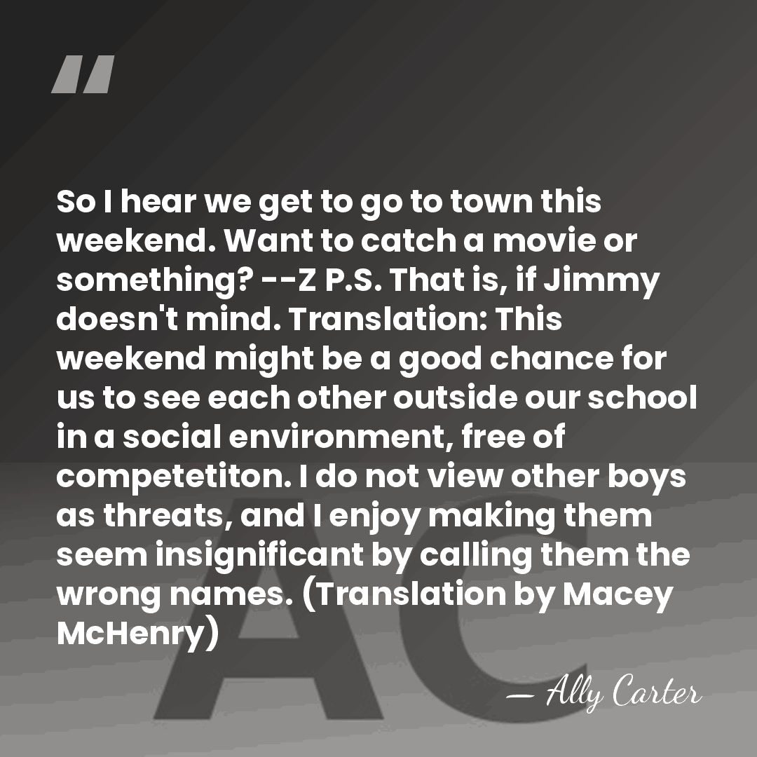 So I hear we get to go to town this weekend. Want&hellip; - Ally Carter