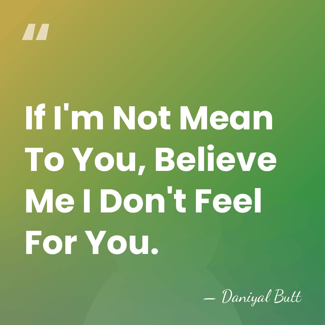 If I'm Not Mean To You, Believe Me I Don't Feel For&hellip; - Daniyal Butt