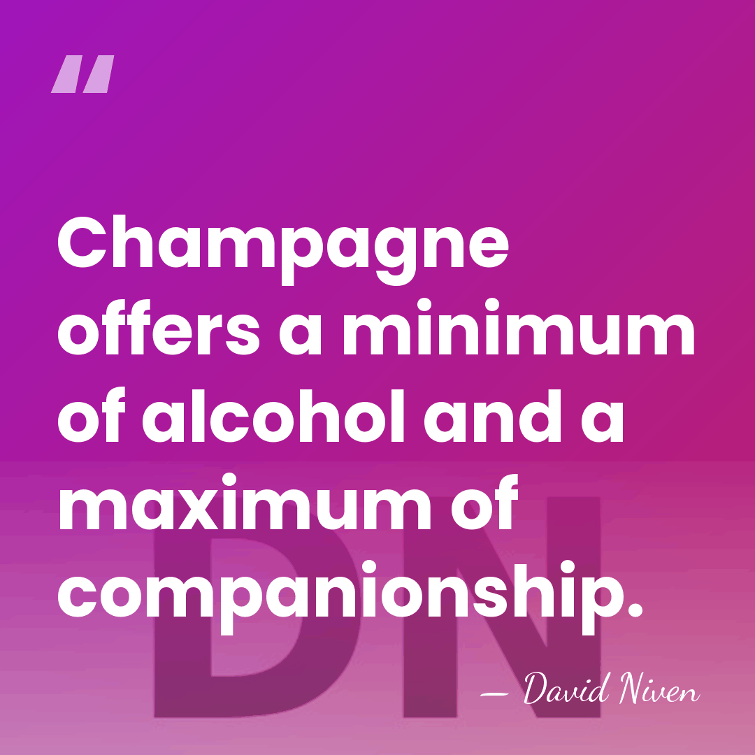 Champagne offers a minimum of alcohol and a maximum of companionship. - David Niven