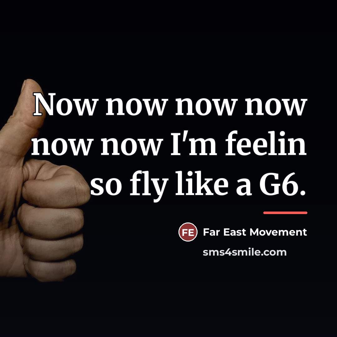 “Now now now now now now I'm feelin so fly…” quote by Far East Movement