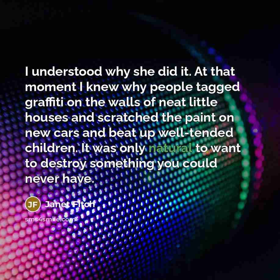 “I understood why she did it. At that moment I…” quote by Janet Fitch