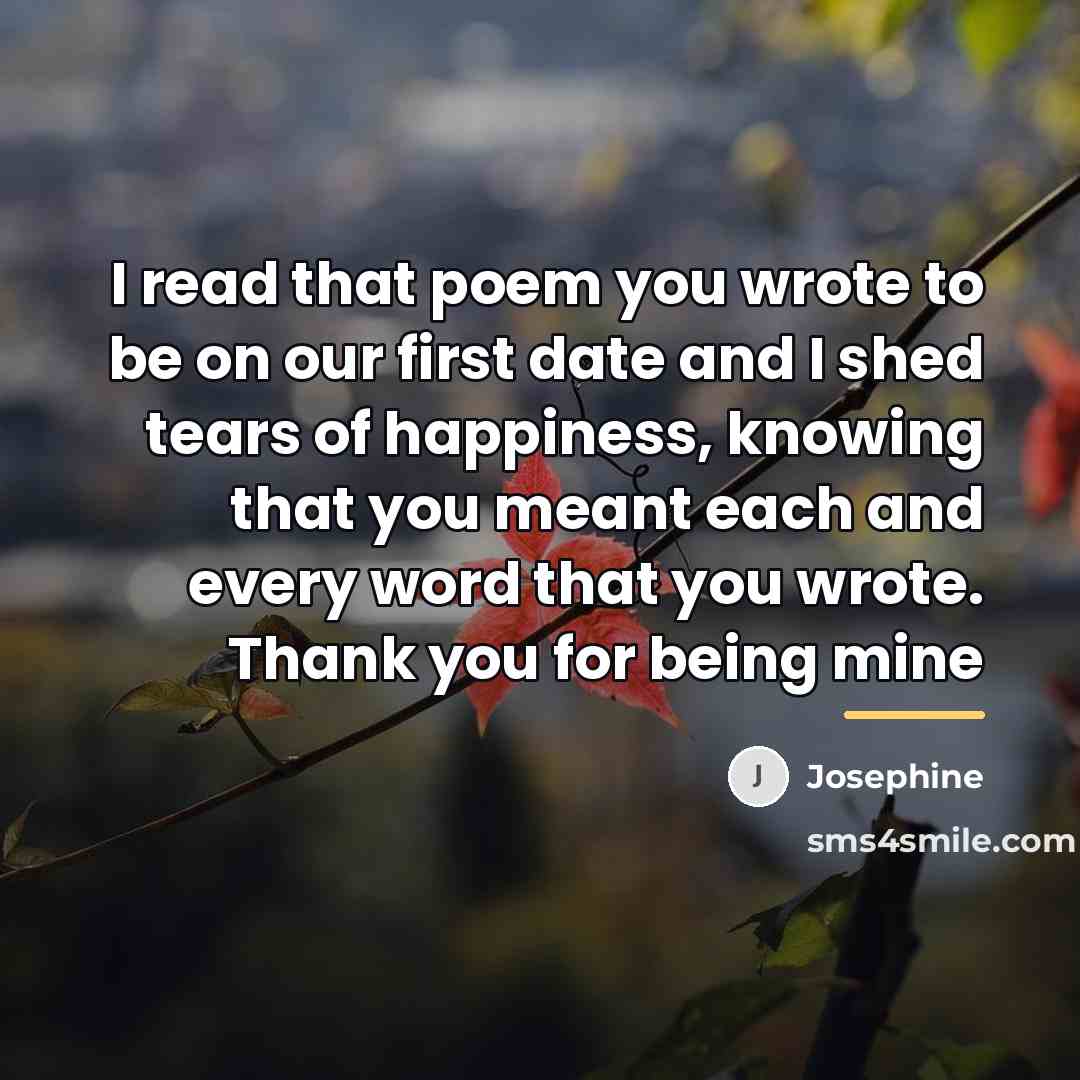 “I read that poem you wrote to be on our…” quote by Josephine