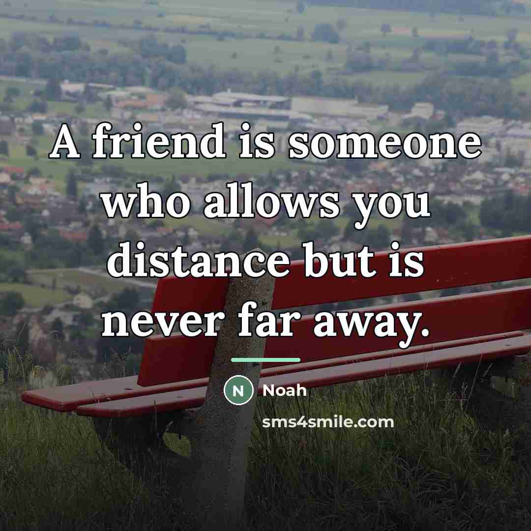 “A friend is someone who allows you distance but is…” quote by Noah