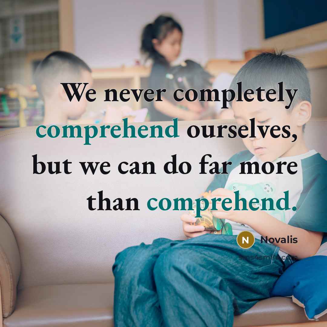 “We never completely comprehend ourselves, but we can do far more than comprehend.” quote by Novalis