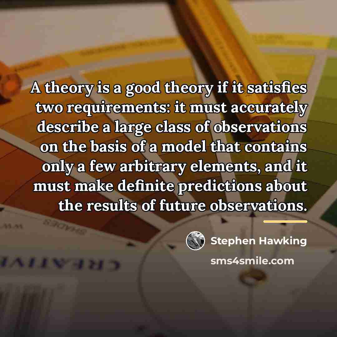 “A theory is a good theory if it satisfies two…” quote by Stephen Hawking