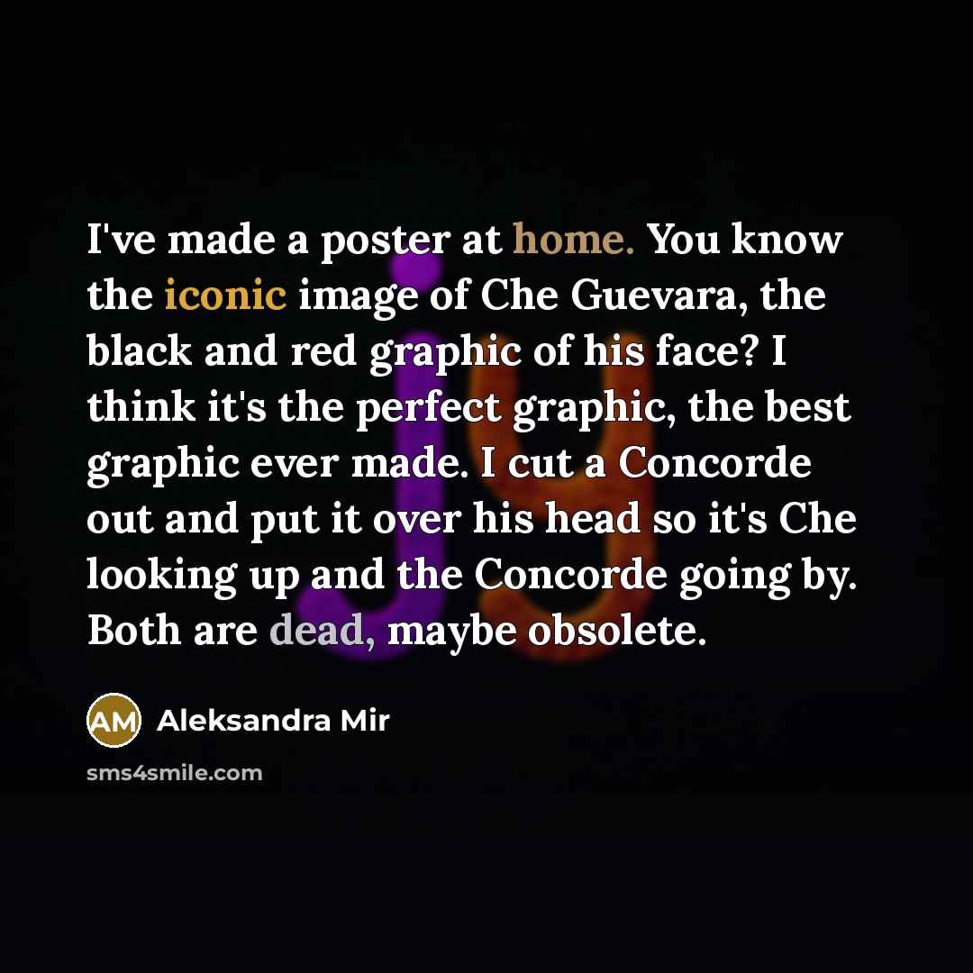 “I've made a poster at home. You know the iconic…” quote by Aleksandra Mir