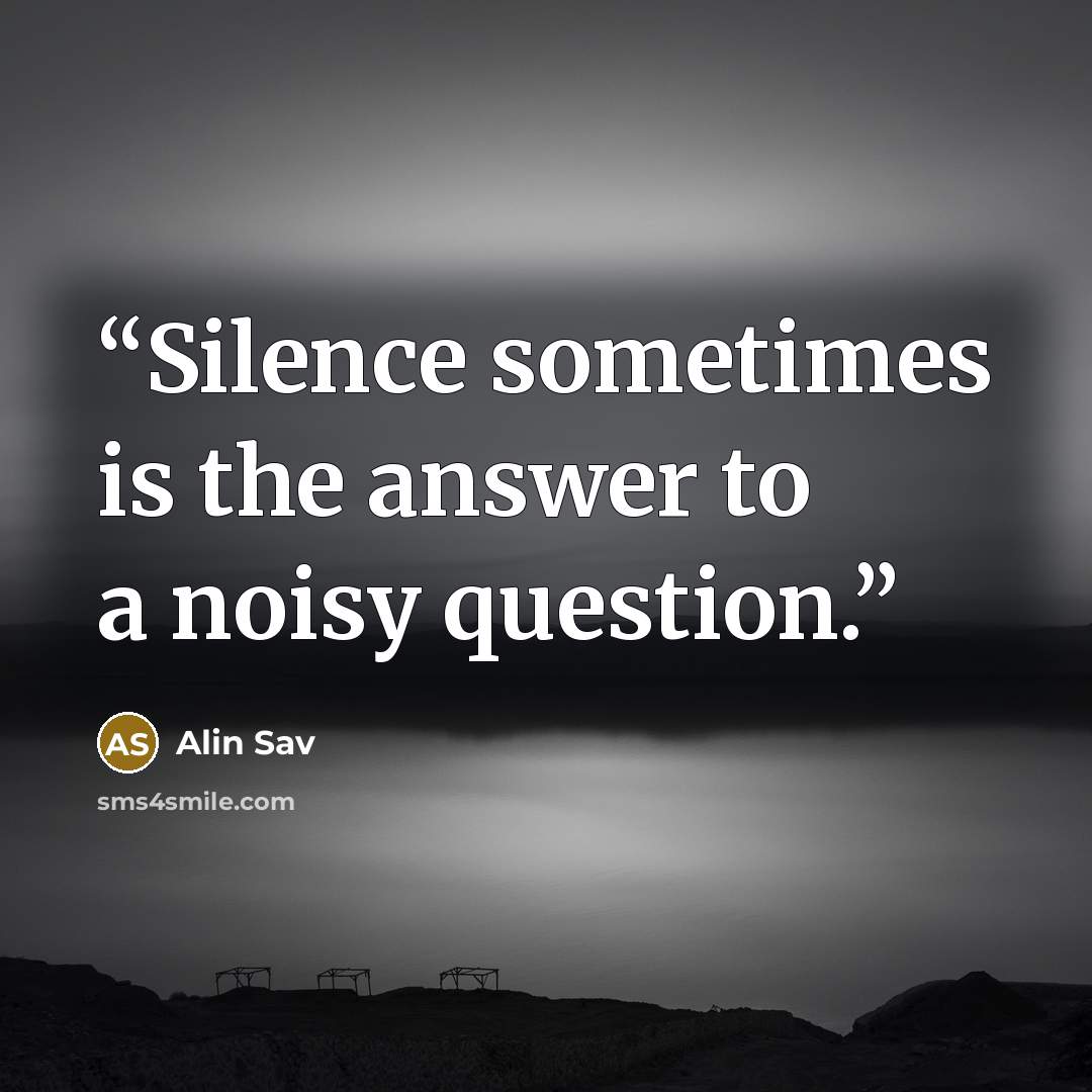 “Silence sometimes is the answer to a noisy question.” quote by Alin Sav