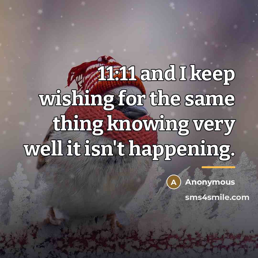 “11:11 and I keep wishing for the same thing knowing…” quote by Anonymous