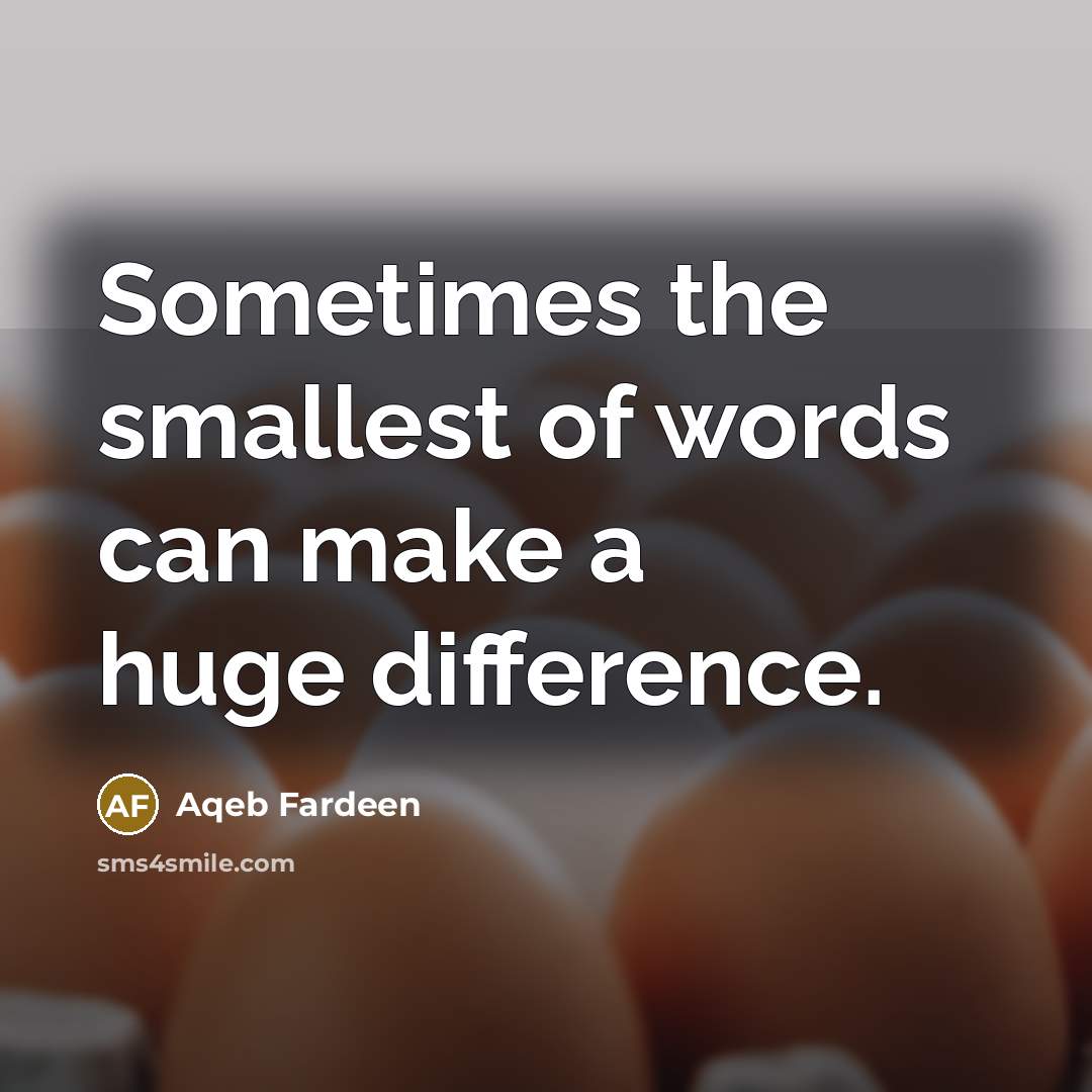 “Sometimes the smallest of words can make a huge difference.…” quote by Aqeb Fardeen
