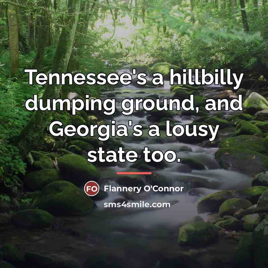 “Tennessee's a hillbilly dumping ground, and Georgia's a lousy state…” quote by Flannery O'Connor