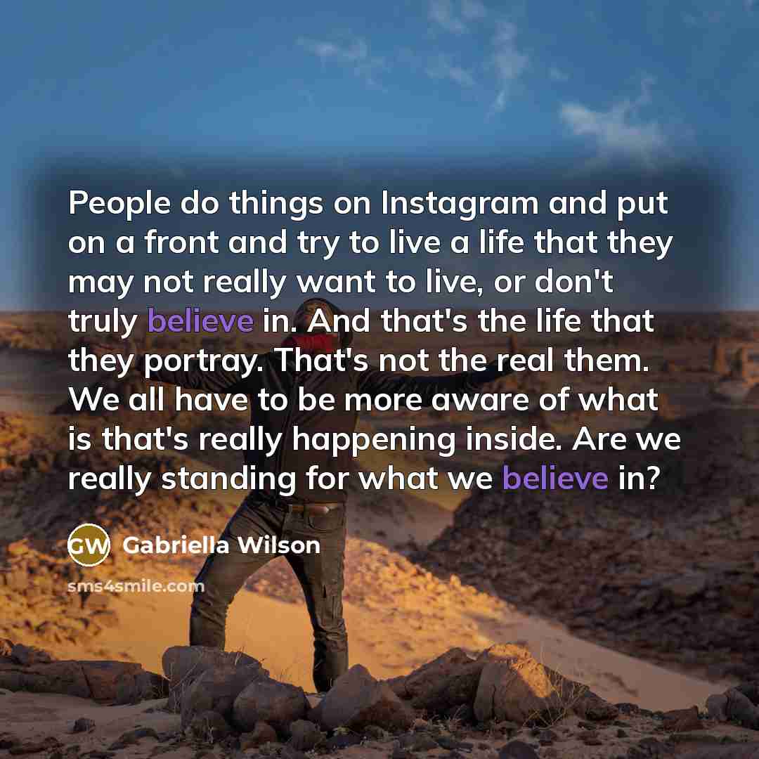 “People do things on Instagram and put on a front…” quote by Gabriella Wilson