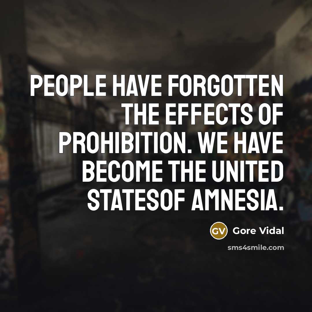 “People have forgotten the effects of prohibition. We have become…” quote by Gore Vidal