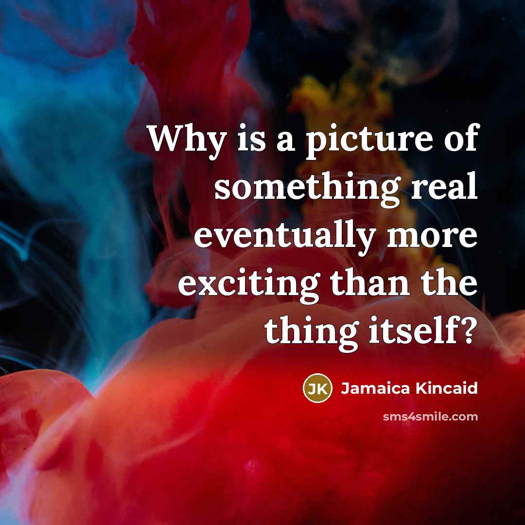 “Why is a picture of something real eventually more exciting…” quote by Jamaica Kincaid