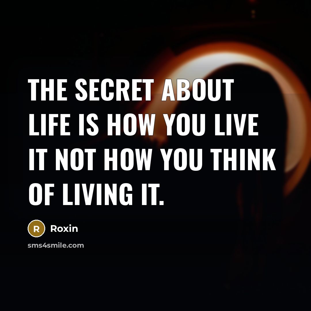 “The secret about life is how you live it not…” quote by Roxin