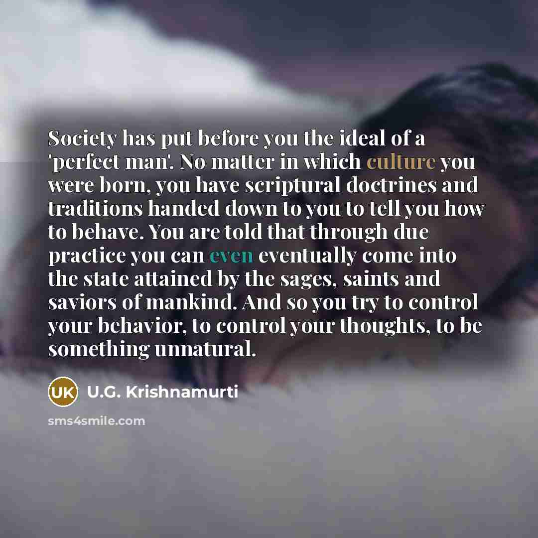 “Society has put before you the ideal of a 'perfect…” quote by U.G. Krishnamurti