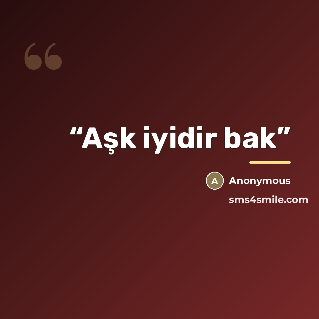 “Aşk iyidir bak” quote by Anonymous