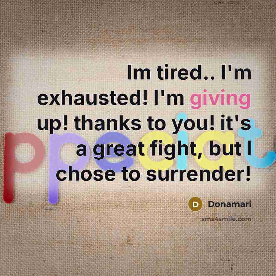 “Im tired.. I'm exhausted! I'm giving up! thanks to you!…” quote by Donamari
