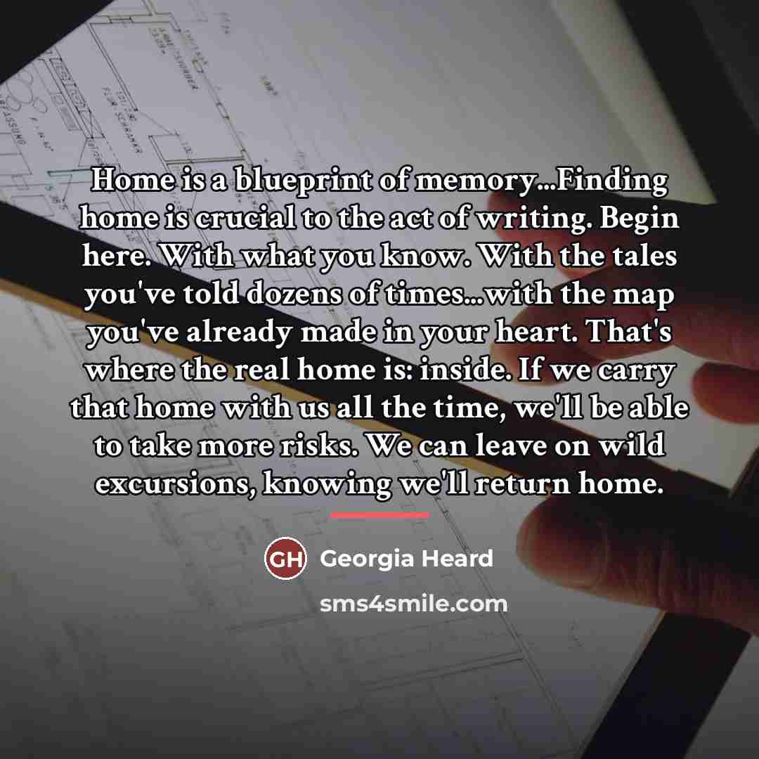 “Home is a blueprint of memory...Finding home is crucial to…” quote by Georgia Heard