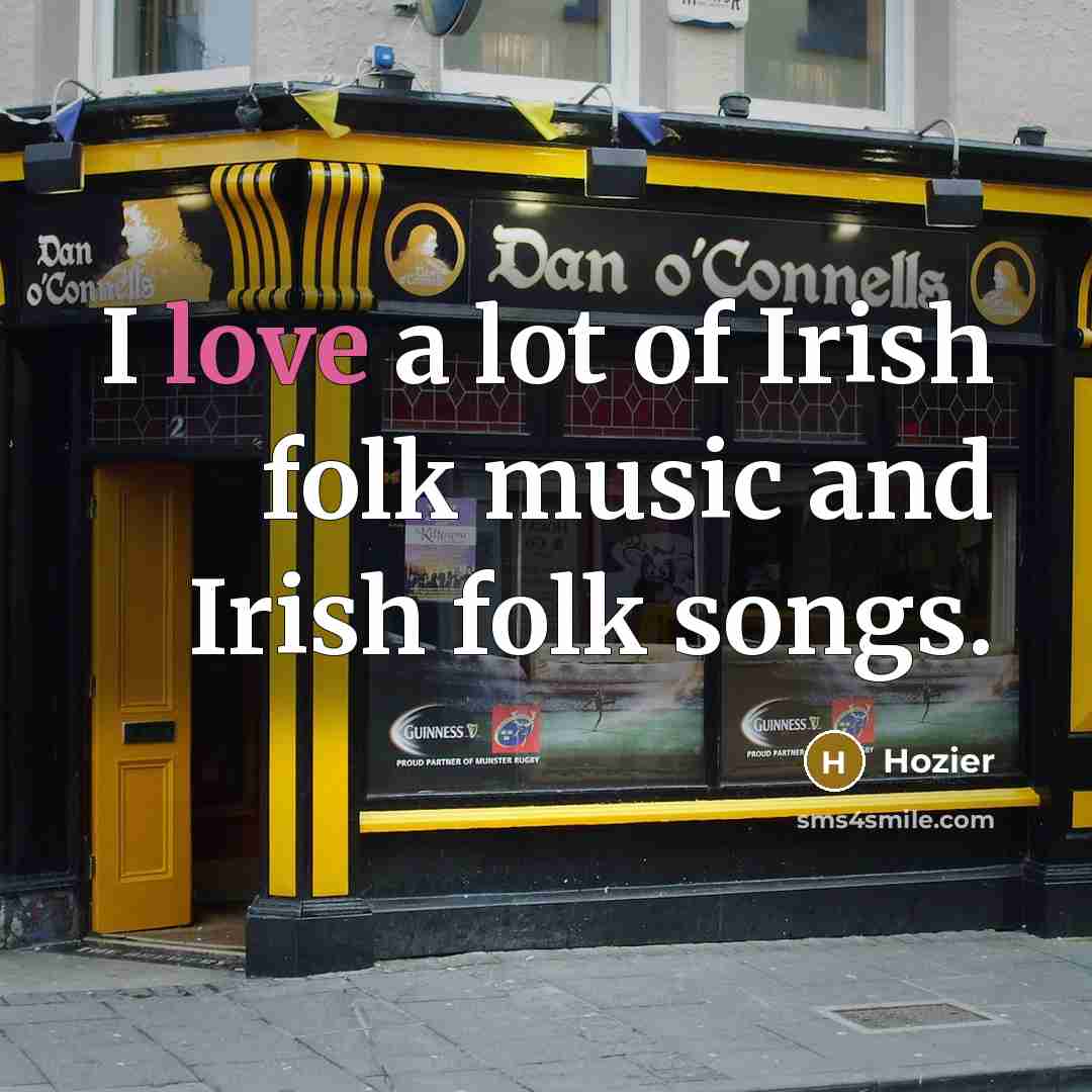 “I love a lot of Irish folk music and Irish folk songs.” quote by Hozier