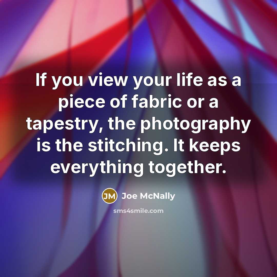 “If you view your life as a piece of fabric…” quote by Joe McNally