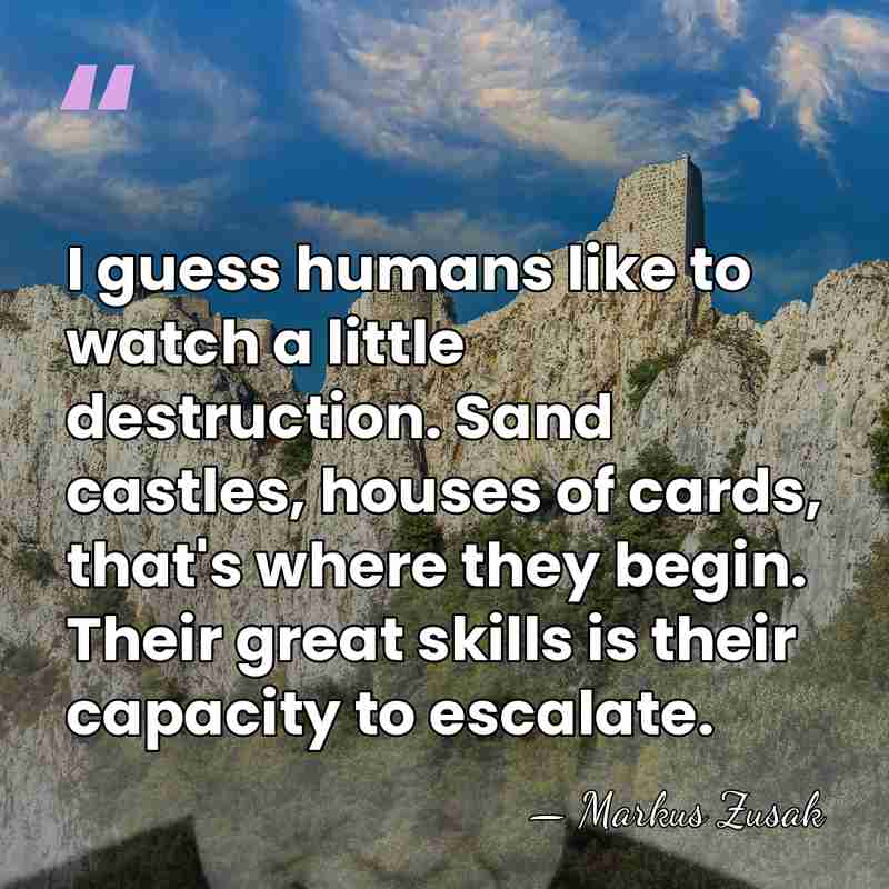 I guess humans like to watch a little destruction. Sand castles, houses&hellip; - Markus Zusak