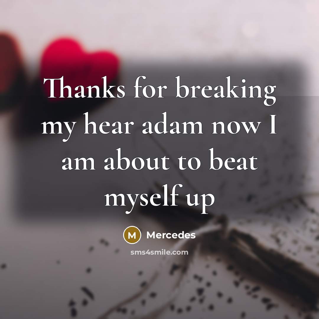 “Thanks for breaking my hear adam now I am about…” quote by Mercedes