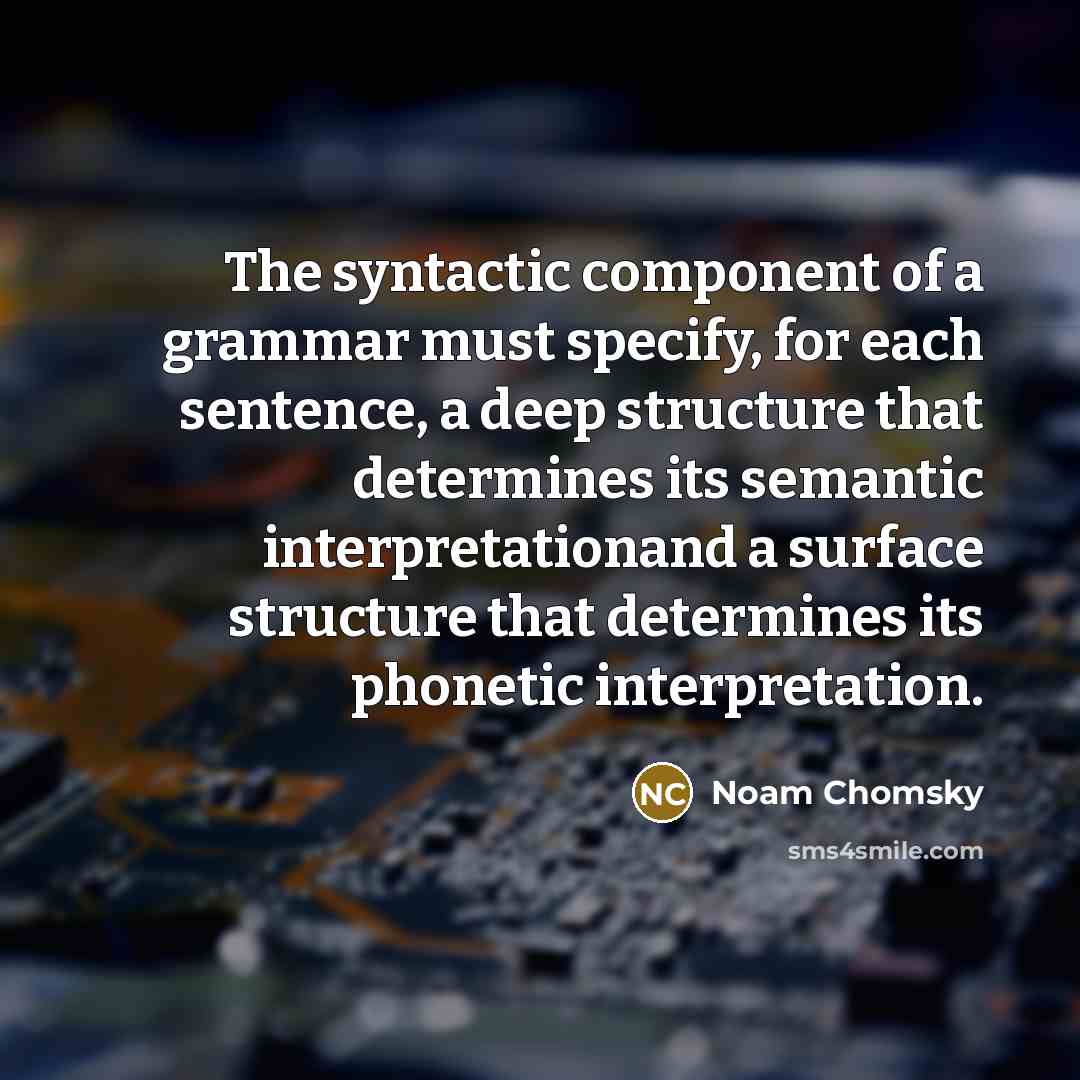 “The syntactic component of a grammar must specify, for each…” quote by Noam Chomsky