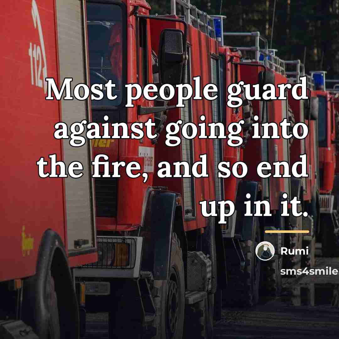 “Most people guard against going into the fire, and so…” quote by Rumi