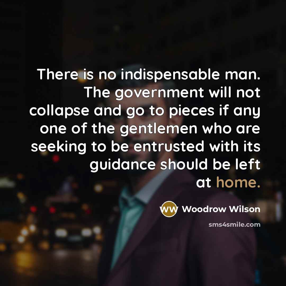 “There is no indispensable man. The government will not collapse…” quote by Woodrow Wilson