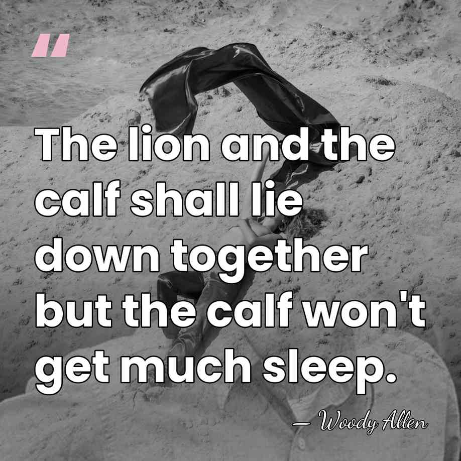 The lion and the calf shall lie down together but the calf&hellip; - Woody Allen