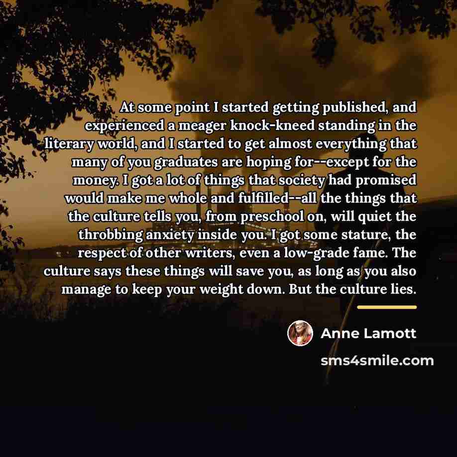 “At some point I started getting published, and experienced a…” quote by Anne Lamott