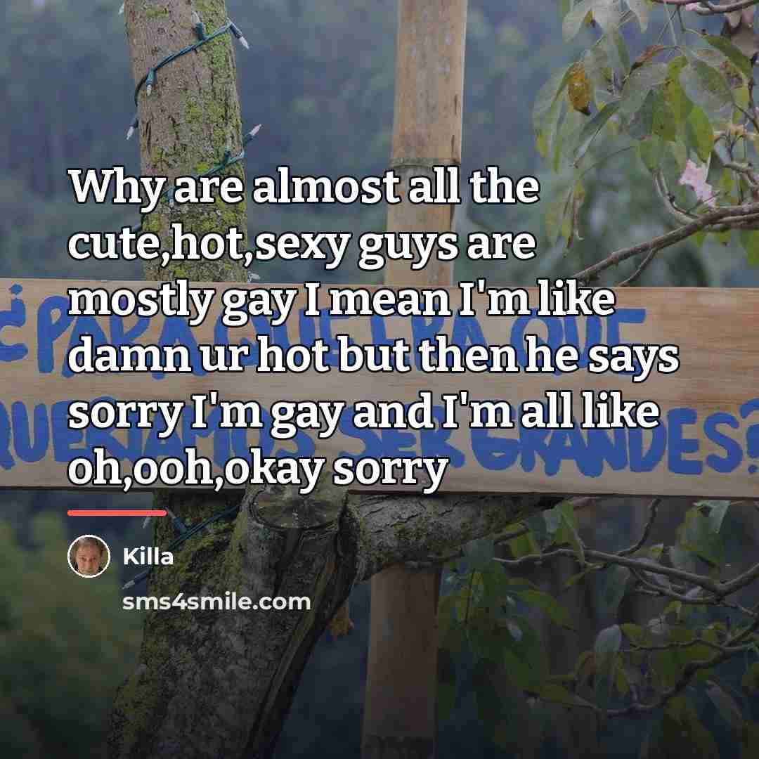 “Why are almost all the cute,hot,sexy guys are mostly gay…” quote by Killa