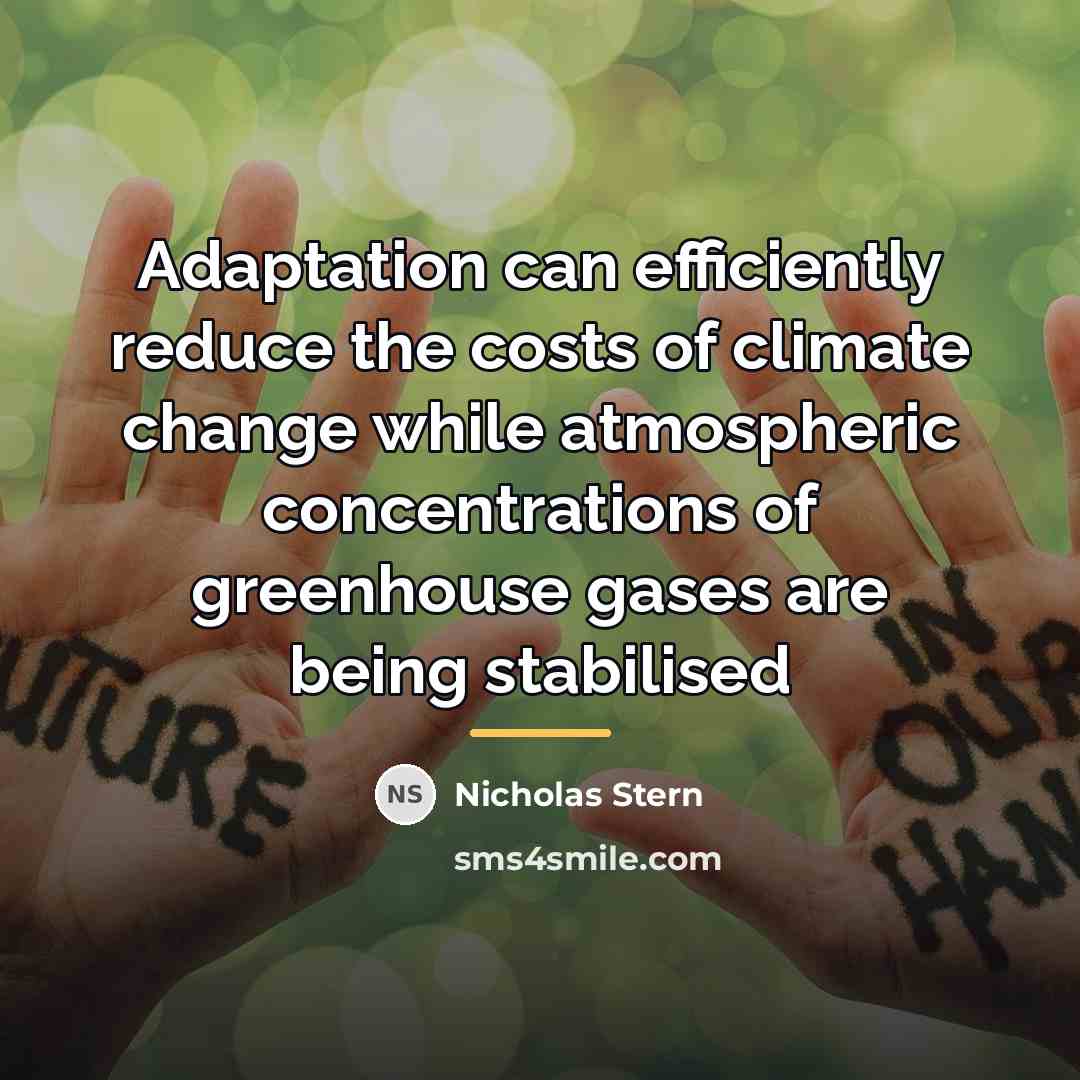 “Adaptation can efficiently reduce the costs of climate change while…” quote by Nicholas Stern
