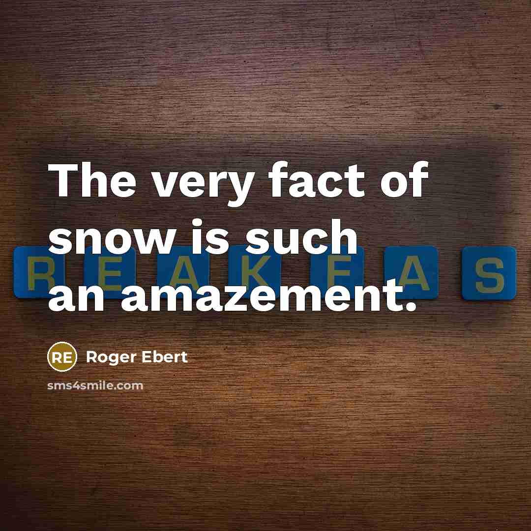“The very fact of snow is such an amazement.…” quote by Roger Ebert