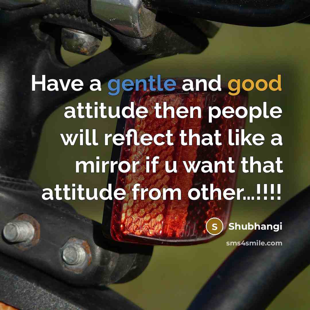 “Have a gentle and good attitude then people will reflect…” quote by Shubhangi