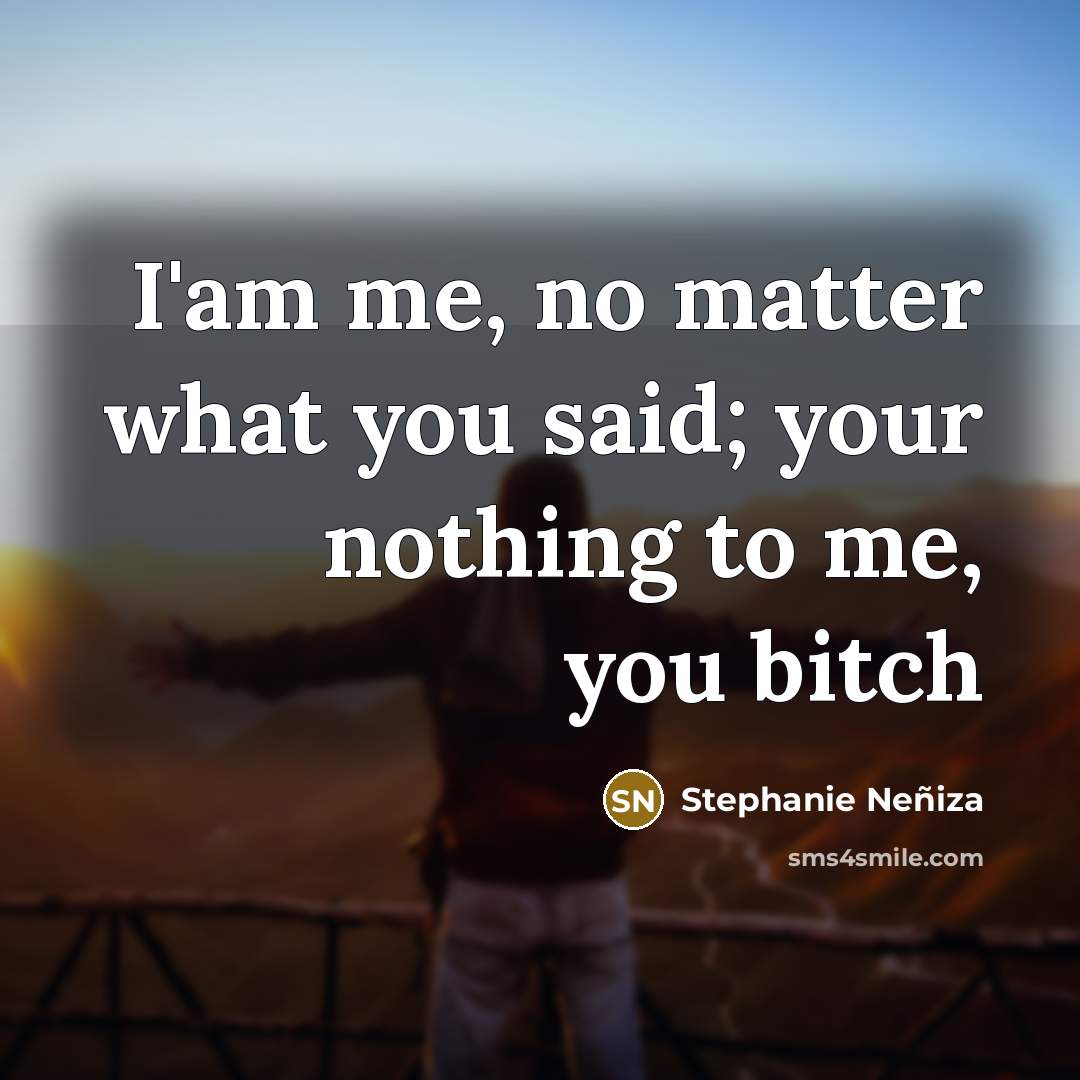 “I'am me, no matter what you said; your nothing to…” quote by Stephanie Neñiza