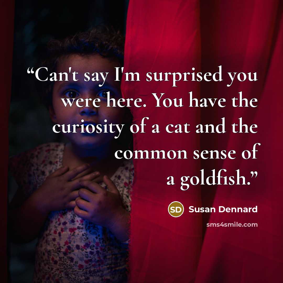 “Can't say I'm surprised you were here. You have the curiosity of a cat and the common sense of a goldfish.” quote by Susan Dennard