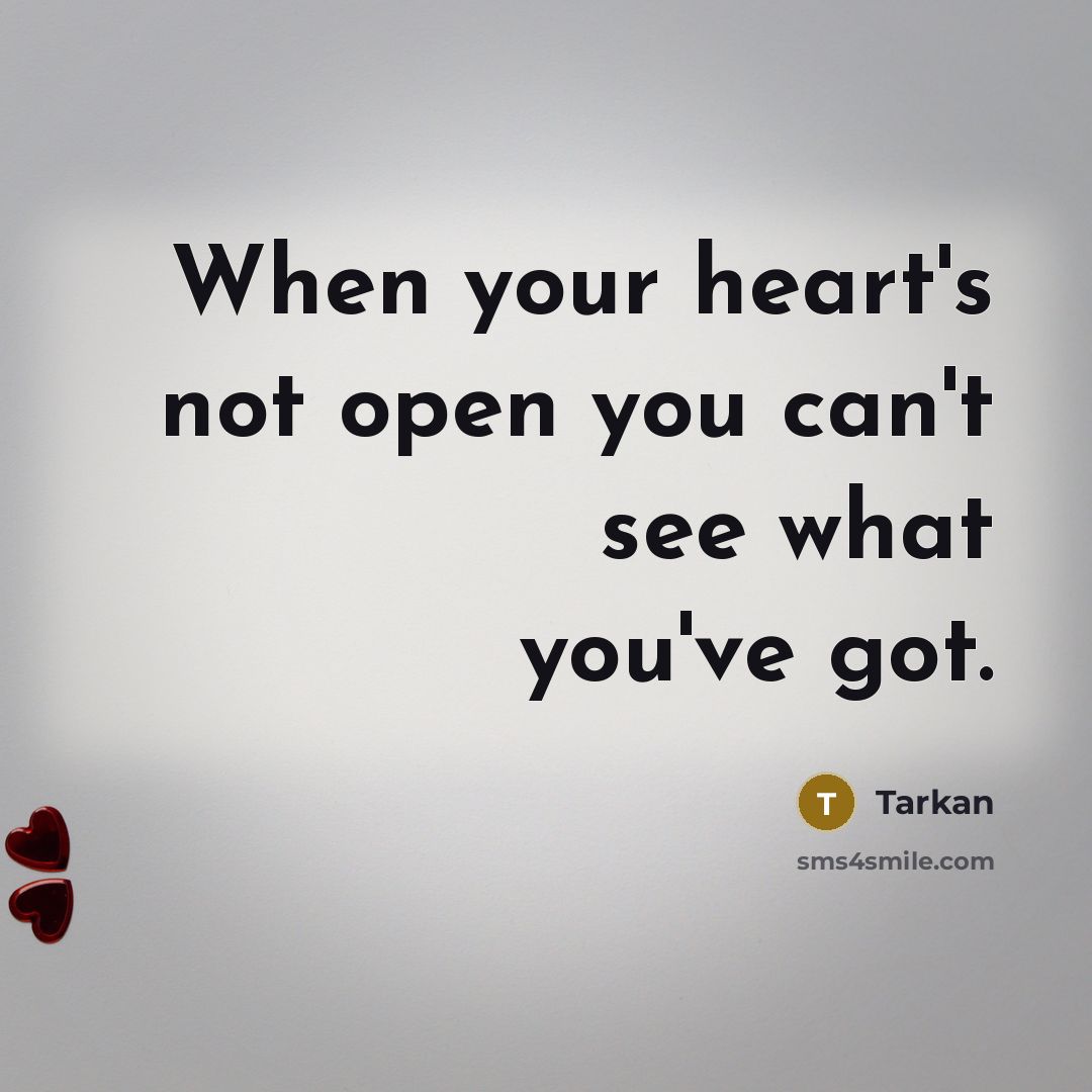“When your heart's not open you can't see what you've…” quote by Tarkan