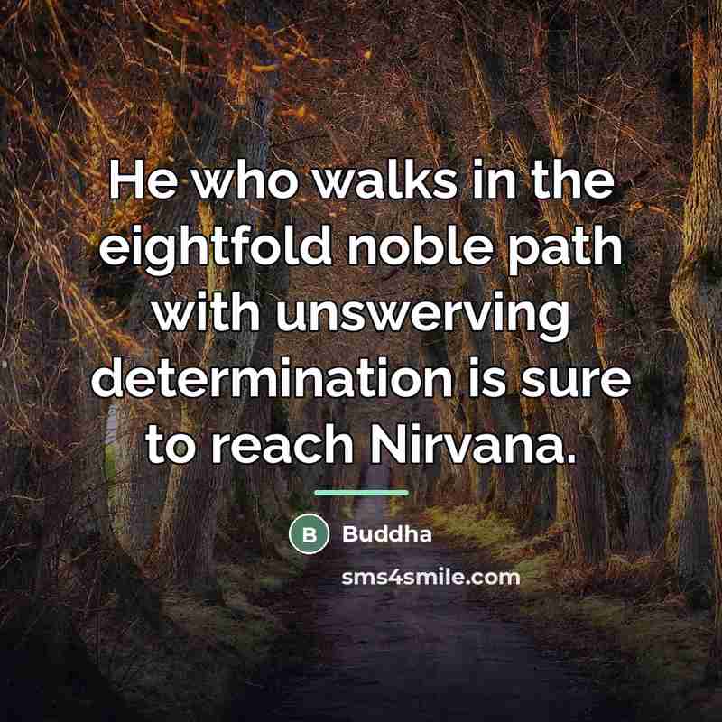 “He who walks in the eightfold noble path with unswerving…” quote by Buddha