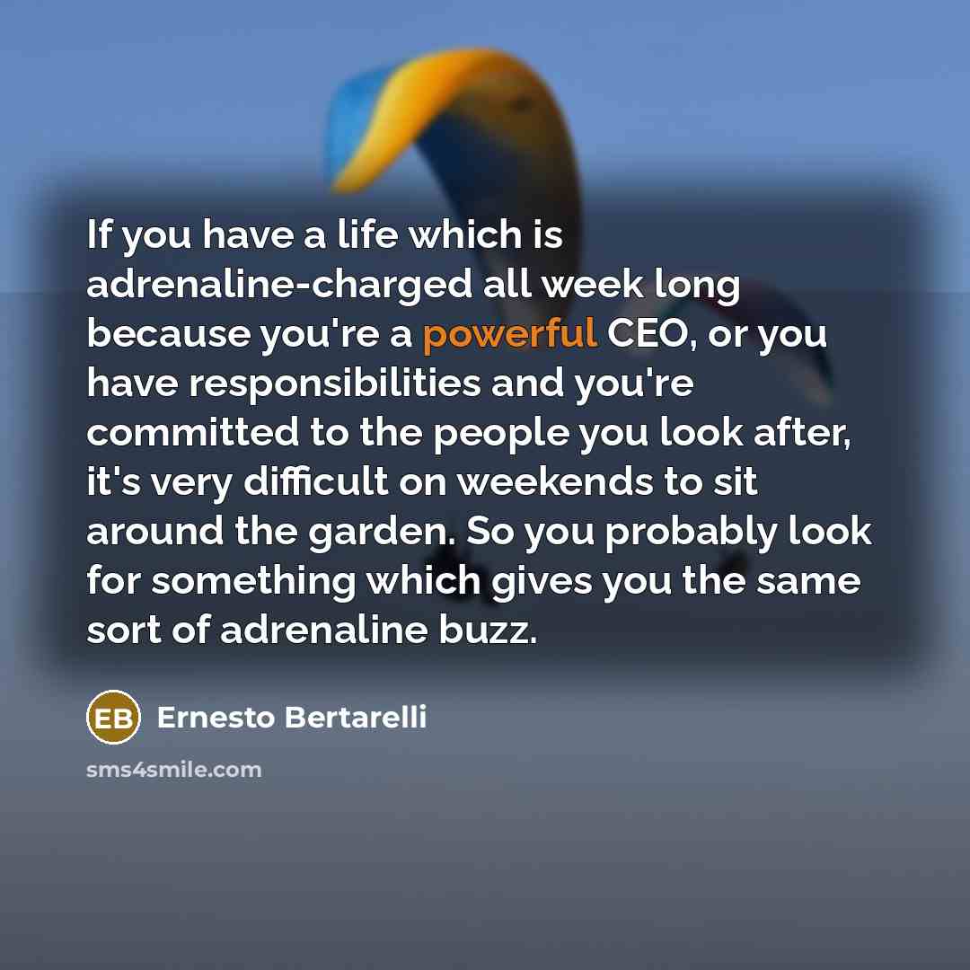 “If you have a life which is adrenaline-charged all week…” quote by Ernesto Bertarelli
